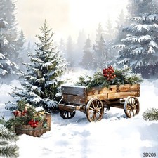 10'x10'CP Forest Snowy Cart Scenic Microfiber Fabric background backdrop SD205