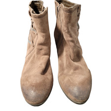 Crown Vintage Womens Brown Suede Almond Toe Straps Pull On Ankle Booties Size 7M
