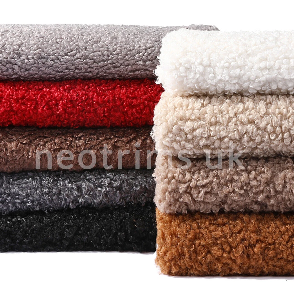 Tela de piel imitación oveja lana lazo rizado boucle felpa peluda vegano material artesanal Foto 2 de 4