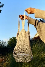 BEE GREEN - Reusable Grocery Net Shopping Bag Mesh French Market Tote String bag