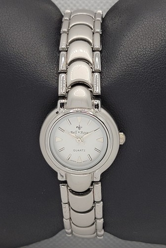 Ladies Bell And Rose Round Silver Tone Case Dial Link Bracelet Analog Watch K5 - Picture 5 of 9
