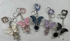 Hand made beaded key chains. Butterfly! Bling. Gifts. Basket filler. Bag charm