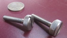 Narrow Head SS Slotted Knurled Thumb Screw, 1/4" Dia, 10-32 x 1.0" Length, 2 Pc