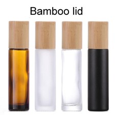5ML 10ml Glass Roll on Bottles BamBoo Wood lid Roller Ball Essential Oil Perfume