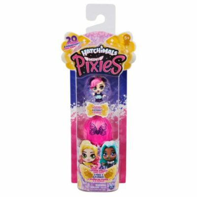 Hatchimals Mini Pixies 2-Pack, Mix and Match Wings (Neon Pink Hair/Hat)