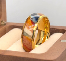 Multiple Color Rosewood Inlay Gold Tungsten Band Wooden Mans Bands Marriage Gift