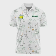 Island Seamless Pattern Golf Masters Tournament Ping Polo Shirt Print Shirt Men