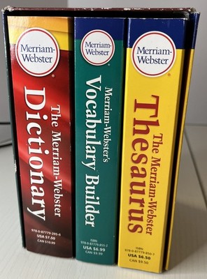 Lot of 3 Merriam Webster Paperback Books Dictionary Thesaurus Vocabulary Builder