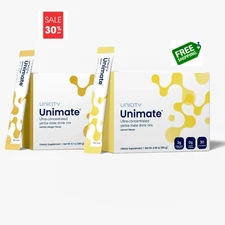 2 Boxes Unicity Unimate Dietary Supplement flavor Natural Lemon + Lemon Ginger