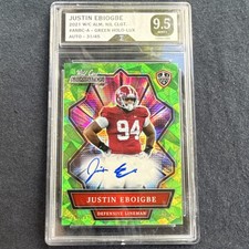 Wild Card 2021 Alumination Justin Eboigbe Green Auto /45 Sigma 9.5 Alabama
