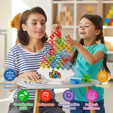 48PCS Tetra Tower Fun Balance Stacking Building Blocks Board Game for Kids Adult