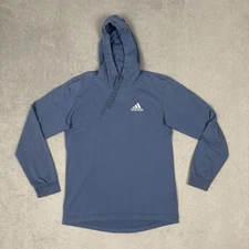 Adidas Essentials Hoodie Pullover Blue White Mens Small Lightweight Logo