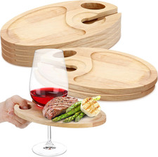 6 Pcs Wine Appetizer Plates with Wine Glass Holder Mini Charcuterie Board Glass 
