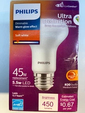 Mini LED Floodlight Bulb WetRated (45W-Equiv 6W-Actual) R20 Dimmable Philips NIB