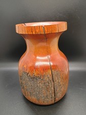 Vtg. 2018 Bristle Cone Pine Wood Live Edge Hand Turned 7" Vase Signed