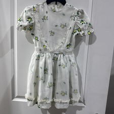 Vintage Sears Roebuck Growing Girls Frog Dress Size 10 Sheer Overlay