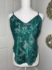Vintage 90s Esmerald Green Camisole Tank Top From The Colesce Collection Size M.