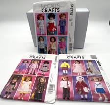 Lot Of 3 New Uncut McCalls Crafts 18" Doll Clothes Sewing Pattern 3900 6005 5775