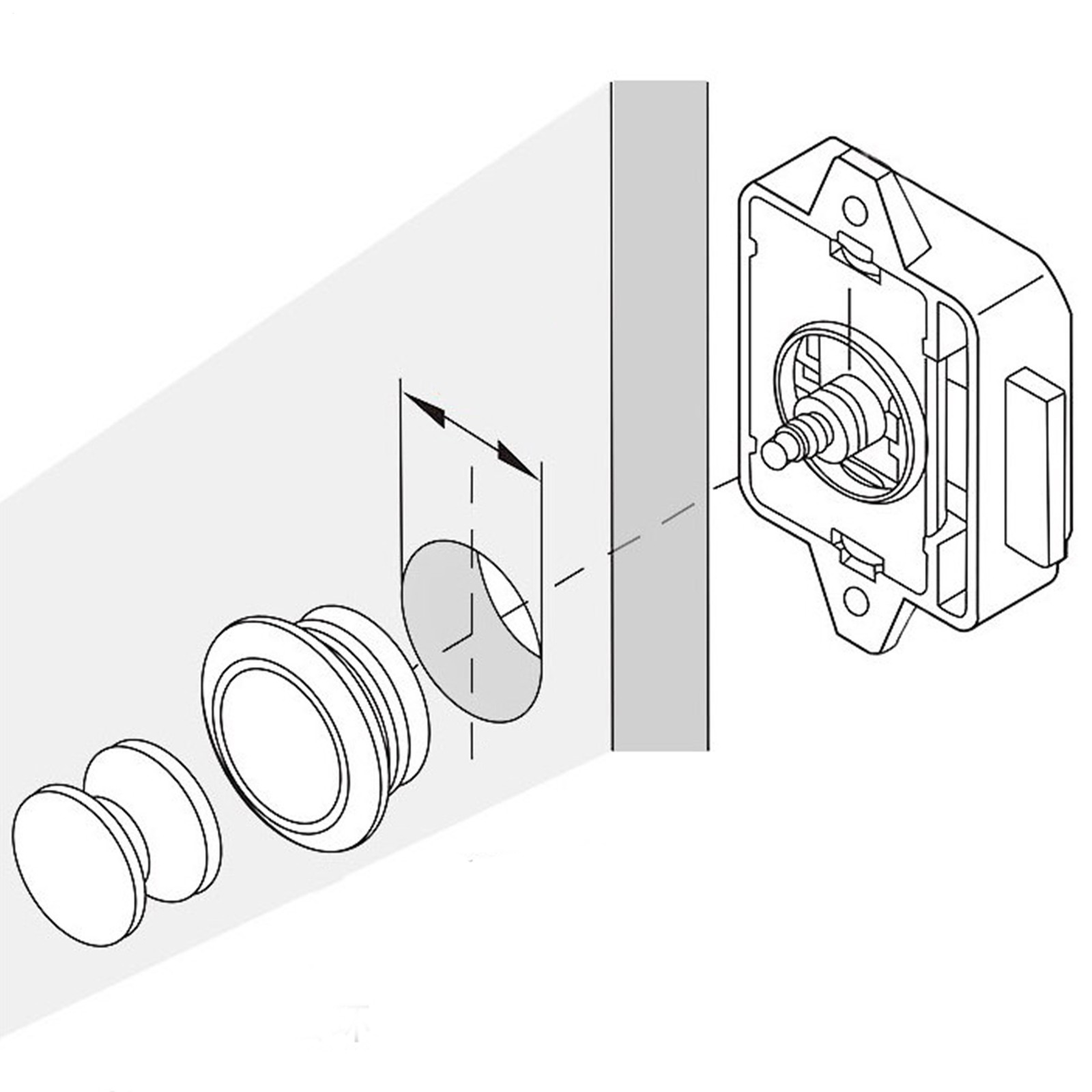 Push Button Cupboard Lock Door Latch Keyless Cabinet Drawer Catch Knob Caravan