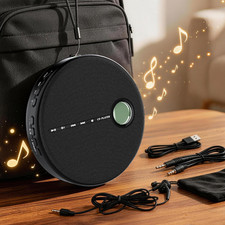 Portable Bluetooth CD Player with Anti-Skip, Stereo Speakers Headphones