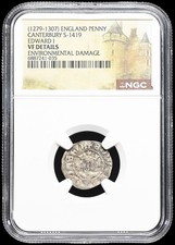 Medieval England. Edward I. Canterbury 1279-1307AD. Silver Penny, S-1419. NGC VF