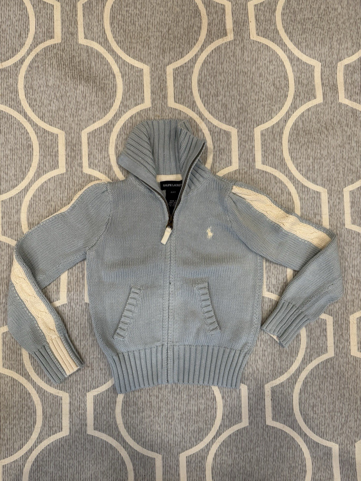 Girls RARE VTG Ralph Lauren Light Blue 4T VTG EUC Full Zip Sweater