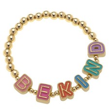 Kids Stretch Bracelet in Multicolor  3 Choices Charm Letter Word Phrases
