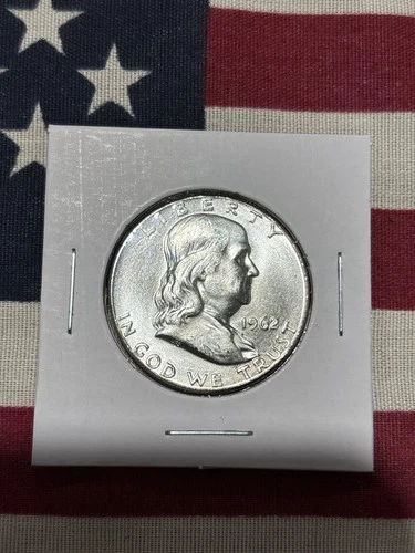 1962 Franklin Half Dollar - 90% Silver - US 50c - Proof Like Details