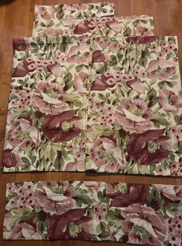 Vint Bark Cloth Barkcloth Fabric Curtain (4)Panels Purple Pink Green (2)Valences