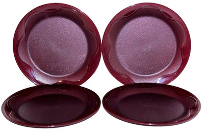4 Tupperware Plates Set Merlot Round 8'' Dessert Lunch Sparkle Glitter Open House