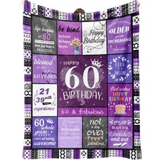 60x50 Inch 60th Birthday Blanket Women 60 Year Old 1965 Mom Grandma Decor