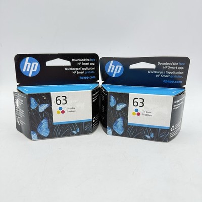 Genuine HP 63 Tri-Color Ink Cartridges (F6U61AN) Exp 2025 Lot Of 2 SEALED NEW