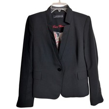 4670 ZARA Women Black Single Button Paisley Lining Career Office Preppy Blazer 6