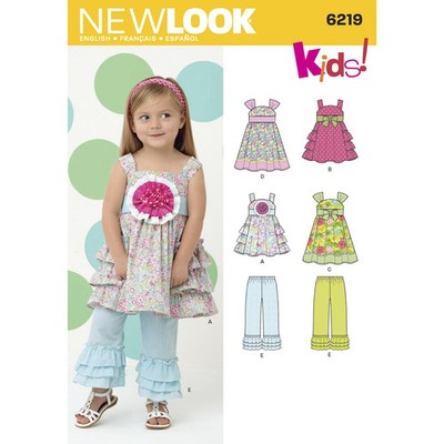 NEW LOOK 6219 KLEINKINDER KLEID & HOSE Schnittmuster Alter 6 Monate - 2 Jahre