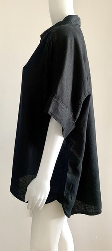 Baird McNutt Irish Linen J. Camisa Crew Negra Botón Manga Corta XXL Relajada - Imagen 4 de 6