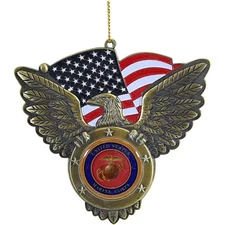 Kurt Adler Metal Ornament, U.S. Marine Corps Eagle with Seal, 4"