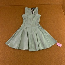 Pretty Little Thing Womens 6 Sage Green Stretch Racer Pleated Shift Dress NWT