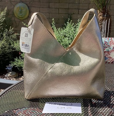 NWT PLG Portland Leather Goods Large Naomi Metallic Gold LUCENT UNICORN