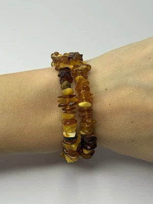 GENUINE BALTIC AMBER Stone Bracelet.Multi Color Amber Bracelet ADJUSTABLE LENGTH - Image 1 of 4