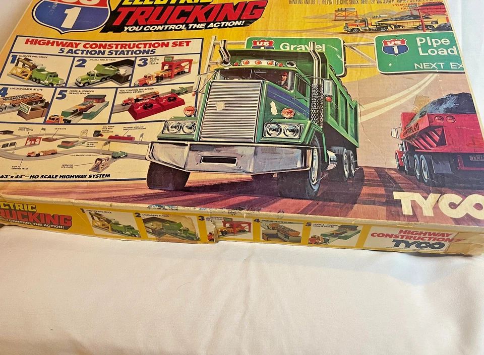 Juego de construcción de carretera vintage Tyco US1 camión eléctrico 3212 caja original Foto 2 de 4