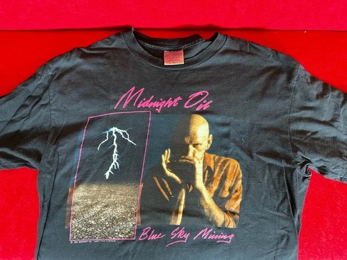 Midnight Oil Blue Sky Mining Tour Shirt Vintage US Conc 1990s vintage concert t-shirt, vintage, single stitch, B+ condition