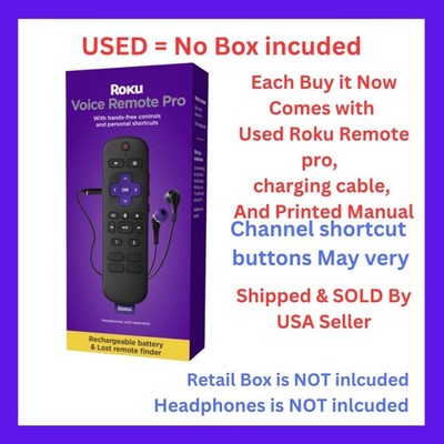 USED - Roku Voice Remote Pro Rechargeable with TV controls, lost remote