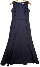 Calvin Klein Womens Midi Sheath Dress Sleeveless Back Zip Sz 4 Navy Blue