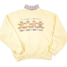 Vintage 1990s Gopher Sport Cute Teddys Friendship Collared Crewneck Sweatshirt M