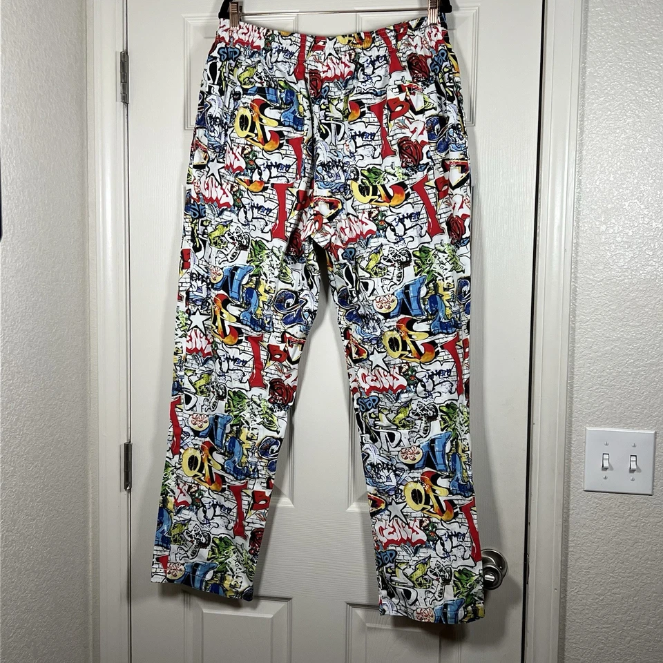 Pantalones de Chef UA CHEF™ Graffiti Para Hombre 4 Bolsillos Sueltos Estampados 100% Algodón Talla LG Foto 2 de 4