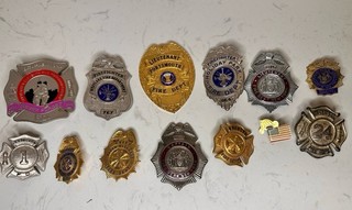 vintage fire department badge Lot Of 12 American Flag Pin.