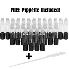 26 Pack 10ml Clear Glass Roll On Bottles   Essential Oil Roller Ball Bottles NEW