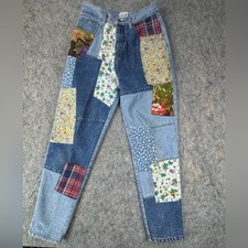 Vintage Moda Intl  90s Hippie Quilt Patchwork  Mom Jeans  High Rise  Size 10