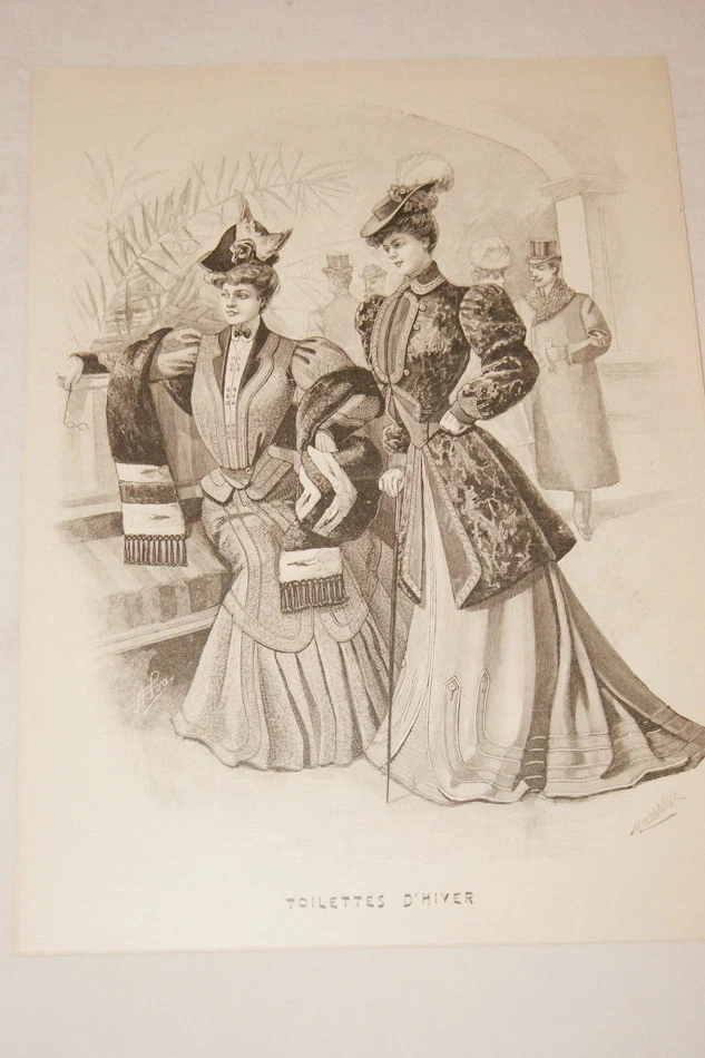 MODE GRAVURE BELLE EPOQUE 1905 TOILETTES D'HIVER MD177 - Photo 1/1