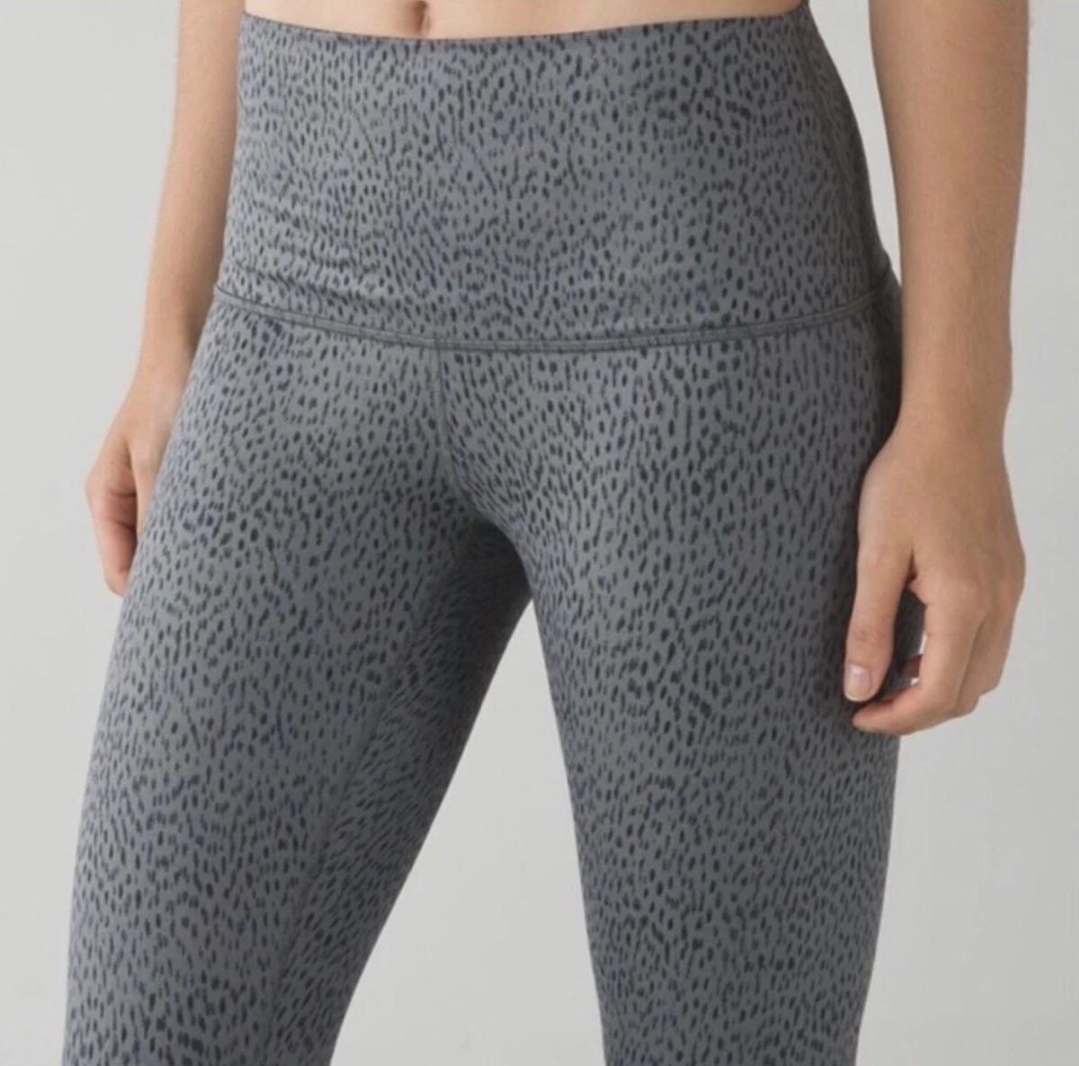 Lululemon Wunder Under Leopard Animal Print Roll Waist Crop Leggings  Women's 4